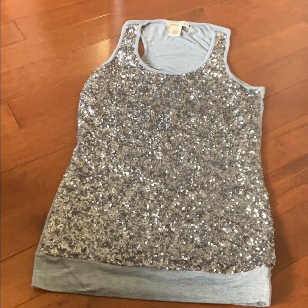 Silver sequin sparkly tank top